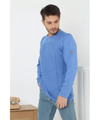 Erkek Biskilet Yaka Kolu Armalı - Mavi
