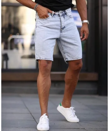 Erkek Buz Mavi Kar Yıkama Şort