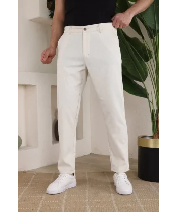 Erkek Casual Slim Fit Cord Desenli Kumaş Pantolon