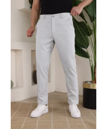 Erkek Casual Slim Fit Cord Desenli Kumaş Pantolon