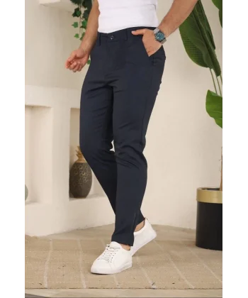 Erkek Casual Slim Fit Cord Desenli Kumaş Pantolon