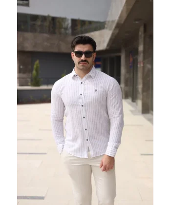 Erkek çizgi Desenli Gömlek