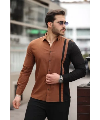 Erkek çizgi Desenli Gömlek