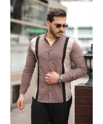 Erkek çizgi Desenli Gömlek