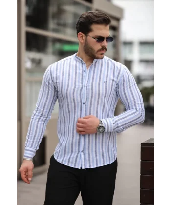 Erkek çizgili Hakim Yaka Gömlek
