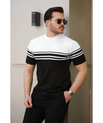 Erkek çizgili Kısa Kollu T-shirt