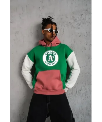 Erkek Çok Parçalı Kanguru Cepli Kapüşonlu Sweatshirt - Yeşil