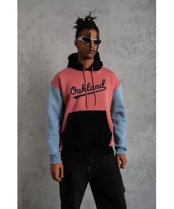 Erkek Çok Parçalı Kapüşonlu Sweatshirt - Gül Kurusu