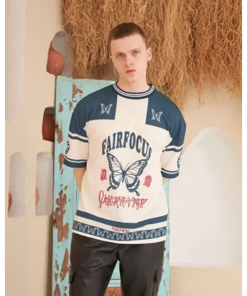 Erkek Dijital Baskılı Tshirt - Mavi