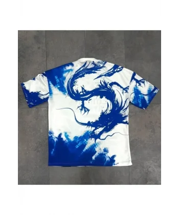 Erkek Dijital Sırt Baskılı Oversize T-shirt - Beyaz