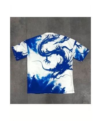 Erkek Dijital Sırt Baskılı Oversize T-shirt - Beyaz