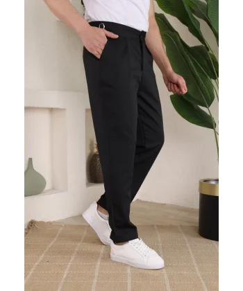 Erkek Duble Paça Yandan Tokalı Cord Desenli Pantolon