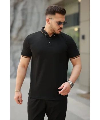 Erkek Düğmeli Yaka Waffle Kumaş Kısa Kollu Tişört