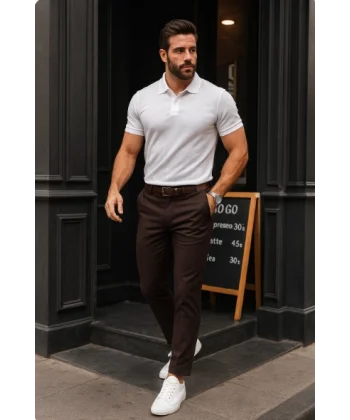 Erkek Düz Kesim Bilek Boy Kumaş Pantolon