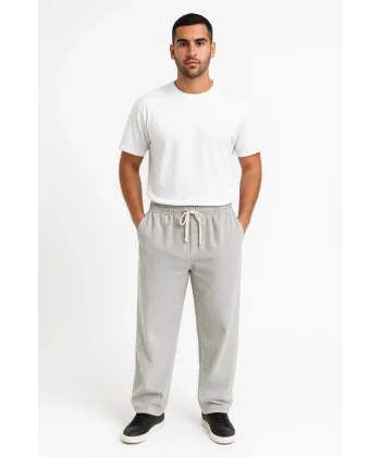 Erkek Fitilli Kadife Cepli Buggy Pantolon Oversize Rahat Kalıp - Gri