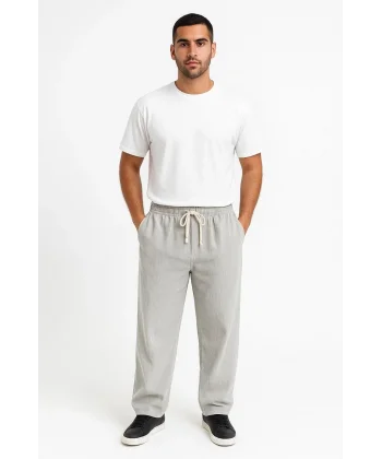 Erkek Fitilli Kadife Cepli Buggy Pantolon Oversize Rahat Kalıp - Gri