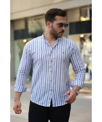 Erkek Hakim Yaka çok Renkli Gömlek