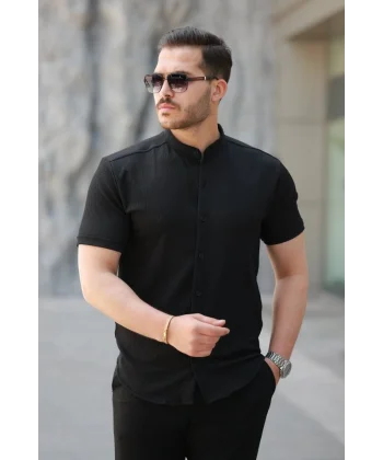 Erkek Hakim Yaka Kısa Kollu Gömlek