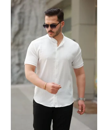 Erkek Hakim Yaka Kısa Kollu Gömlek