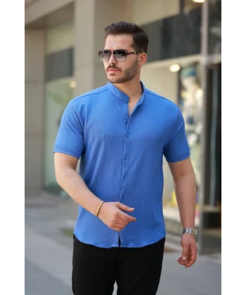 Erkek Hakim Yaka Kısa Kollu Gömlek