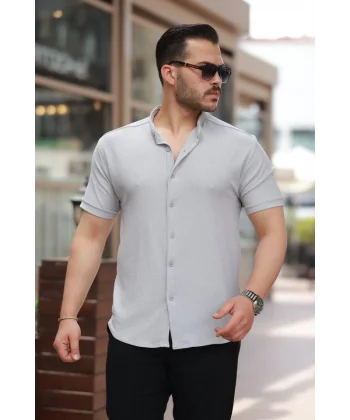 Erkek Hakim Yaka Kısa Kollu Gömlek