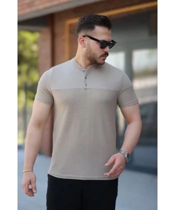 Erkek Hakim Yakalı Kısa Kollu Pamuklu T-shirt