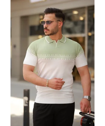 Erkek Hemşire Yaka çift Renk Kısa Kollu Tişört