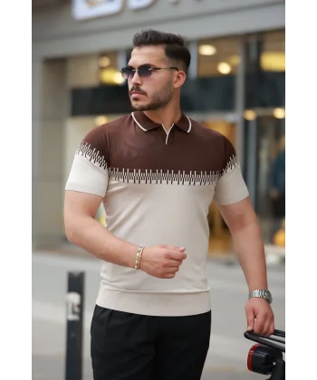 Erkek Hemşire Yaka çift Renk Kısa Kollu Tişört