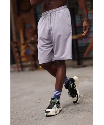 Erkek İki İplik Cepli Şort - Gri