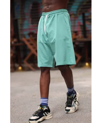 Erkek İki İplik Cepli Şort - Yeşil