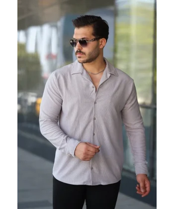 Erkek Kadife Dokulu Uzun Kollu Gömlek