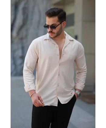 Erkek Kadife Dokulu Uzun Kollu Gömlek