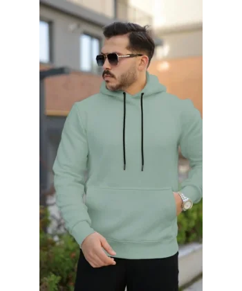 Erkek Kapüşonlu Üç İplik Şardonlu Hoodie