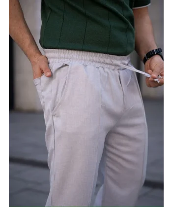 Erkek Keten Cepli Çıma Dikişli jogger Buggy Pantalon Rahat kalıp - Gri