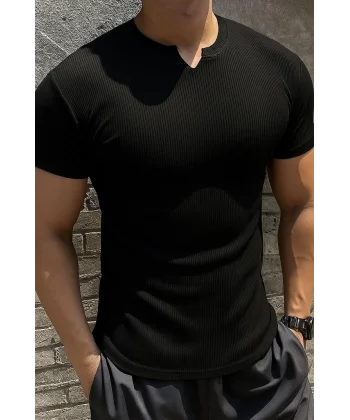 Erkek Kısa Kollu Bisiklet Yaka Burgu Bluz