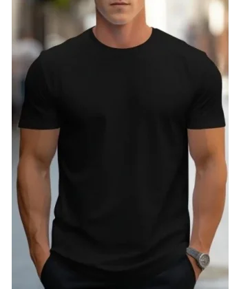 Erkek Kısa Kollu Bisiklet Yaka Iki Iplik Bluz