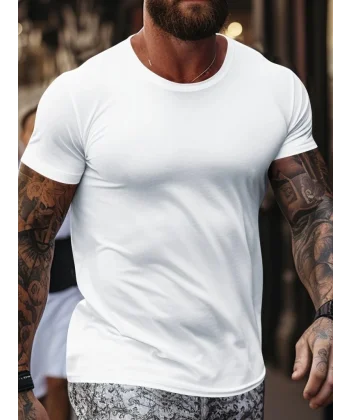 Erkek Kısa Kollu Bisiklet Yaka Viskon Bluz