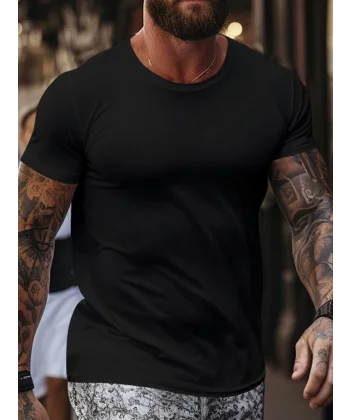 Erkek Kısa Kollu Bisiklet Yaka Viskon Bluz