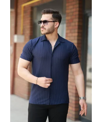 Erkek Kısa Kollu çizgili Gömlek