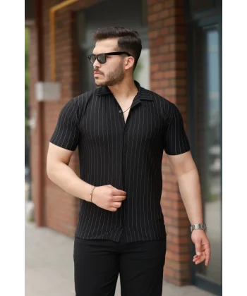 Erkek Kısa Kollu çizgili Gömlek