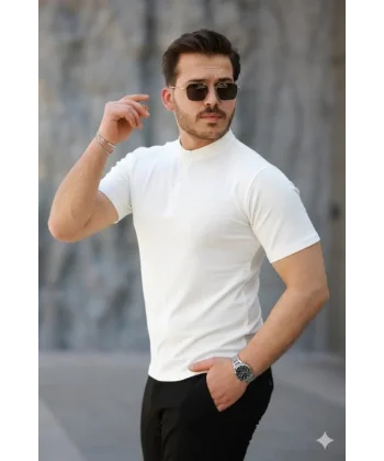 Erkek Kısa Kollu Hakim Yaka önü Düğmeli Viskon Bluz