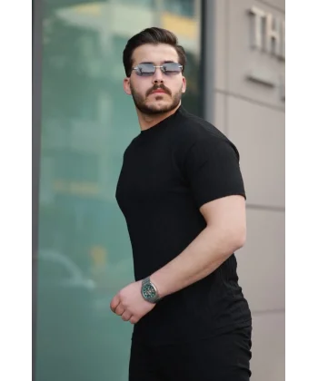 Erkek Kısa Kollu örgü Kumaş Bisiklet Yaka T-shirt