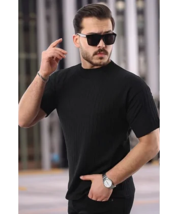 Erkek Kısa Kollu örgü Kumaş Bisiklet Yaka T-shirt