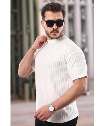 Erkek Kısa Kollu örgü Kumaş Bisiklet Yaka T-shirt