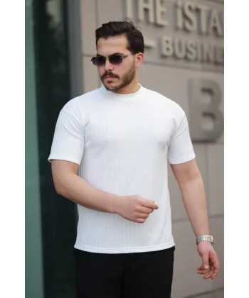 Erkek Kısa Kollu örgü Kumaş Bisiklet Yaka T-shirt