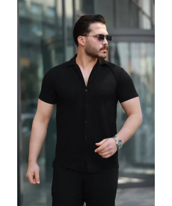 Erkek Kısa Kollu örme Kumaş Pamuklu Gömlek