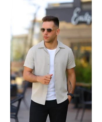 Erkek Kısa Kollu örme Kumaş Pamuklu Gömlek