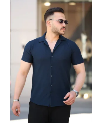 Erkek Kısa Kollu örme Kumaş Pamuklu Gömlek