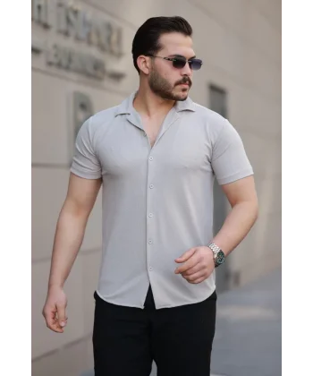 Erkek Kısa Kollu örme Kumaş Pamuklu Gömlek