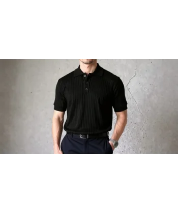 Erkek Kısa Kollu Yakalı Yakadan Düğmeli Triko Bluz